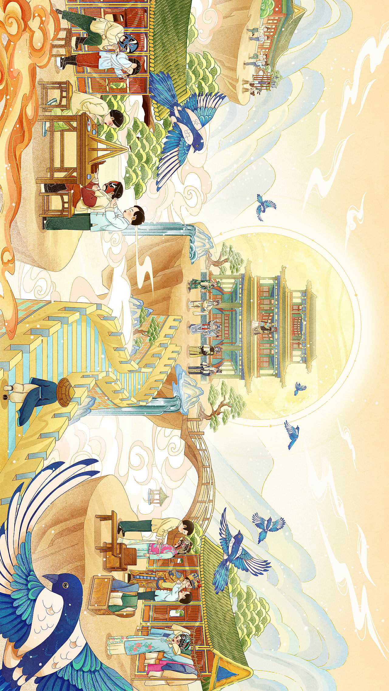 國潮插畫 - 梨園戲韻 | 敦煌x白澤（圖ZMzEyNjg0NDM2） - 商業(yè)插畫 - 站酷設(shè)計(jì)師凍感奶昔原創(chuàng)素材 - 站酷ZCOOL