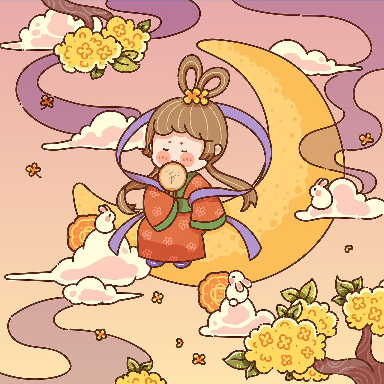 中秋小插画（图ZMzE1NDQwODc2） - 创作习作 - 站酷设计师_氵_原创素材 - 站酷ZCOOL