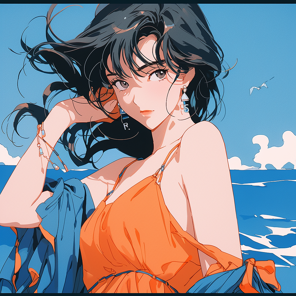 动漫风格女孩海滩写真（图ZMzU4MTIwNjE2） - 商业插画 - 站酷设计师荷逸原创素材 - 站酷ZCOOL