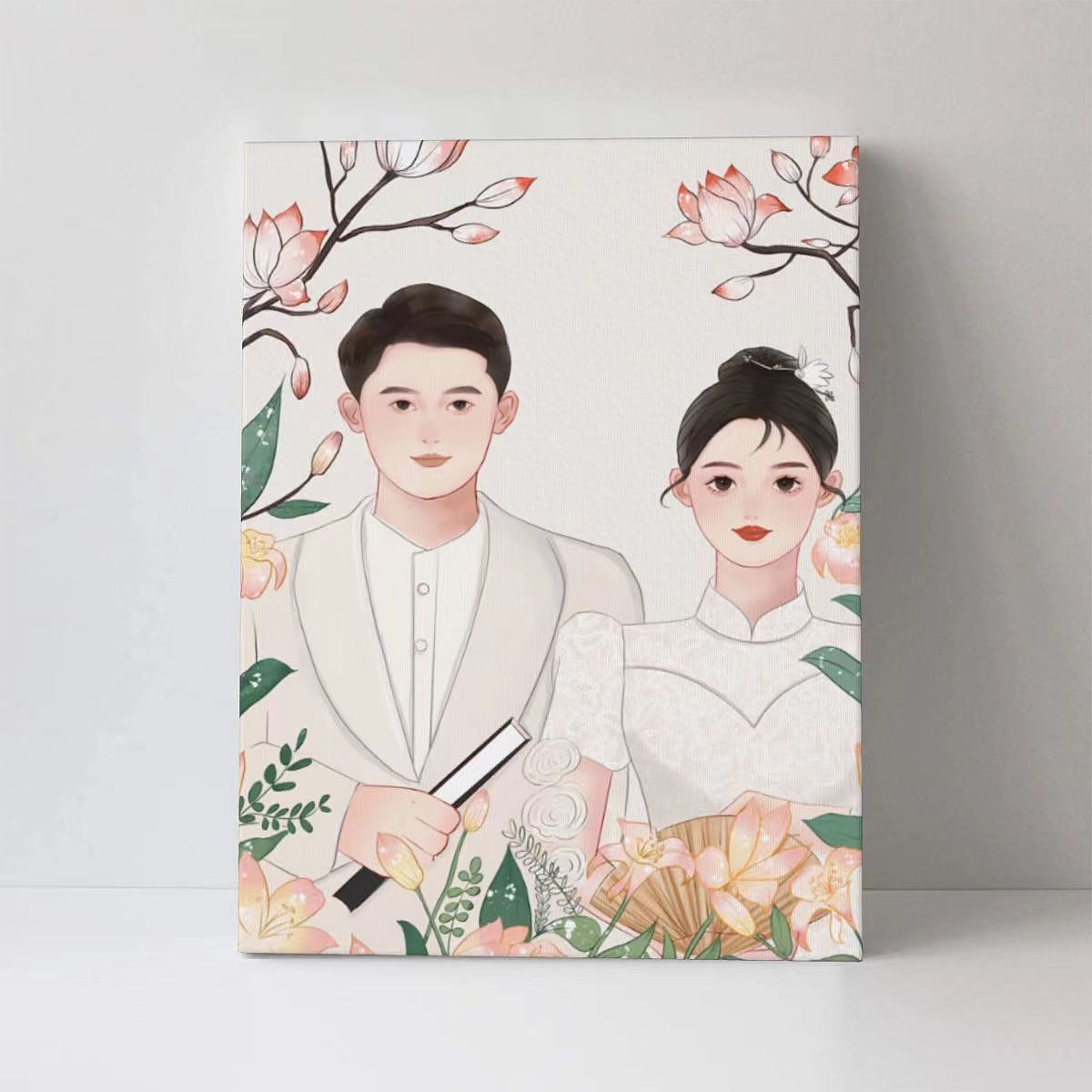 简约婚纱照插画