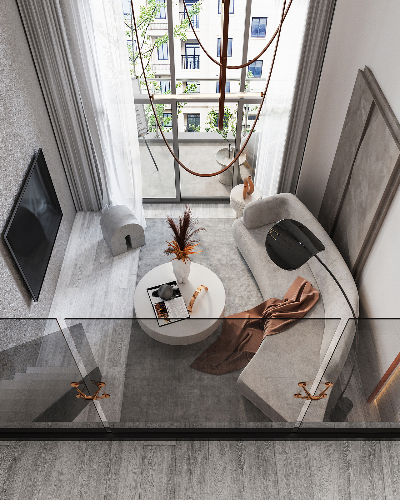 现代极简复式公寓样板间