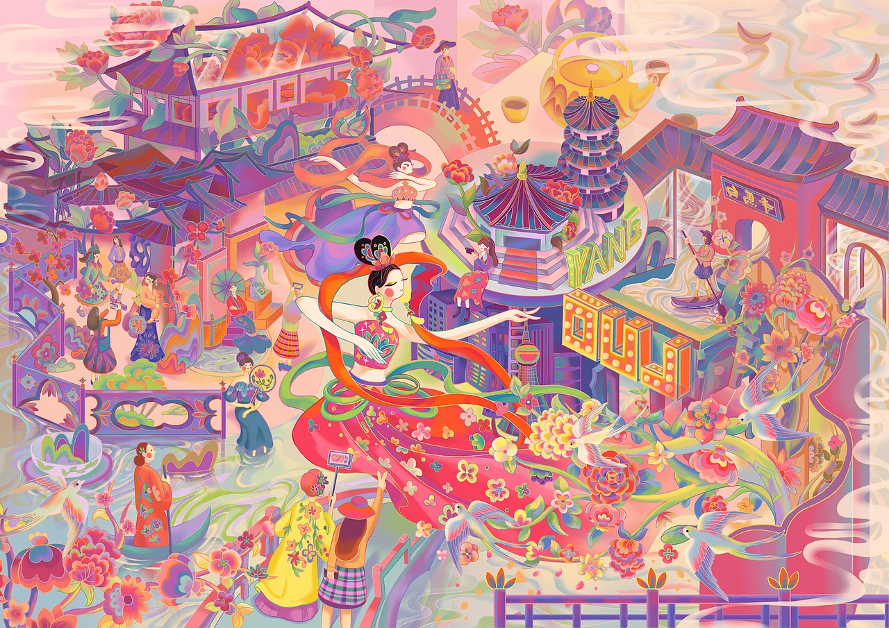 洛阳——牡丹城（图ZMzU3MDQ3NzQ4） - 商业插画 - 站酷设计师色雷斯原创素材 - 站酷ZCOOL