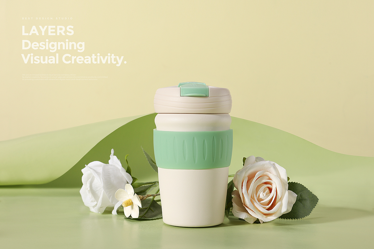 莫兰迪色保温杯拍摄