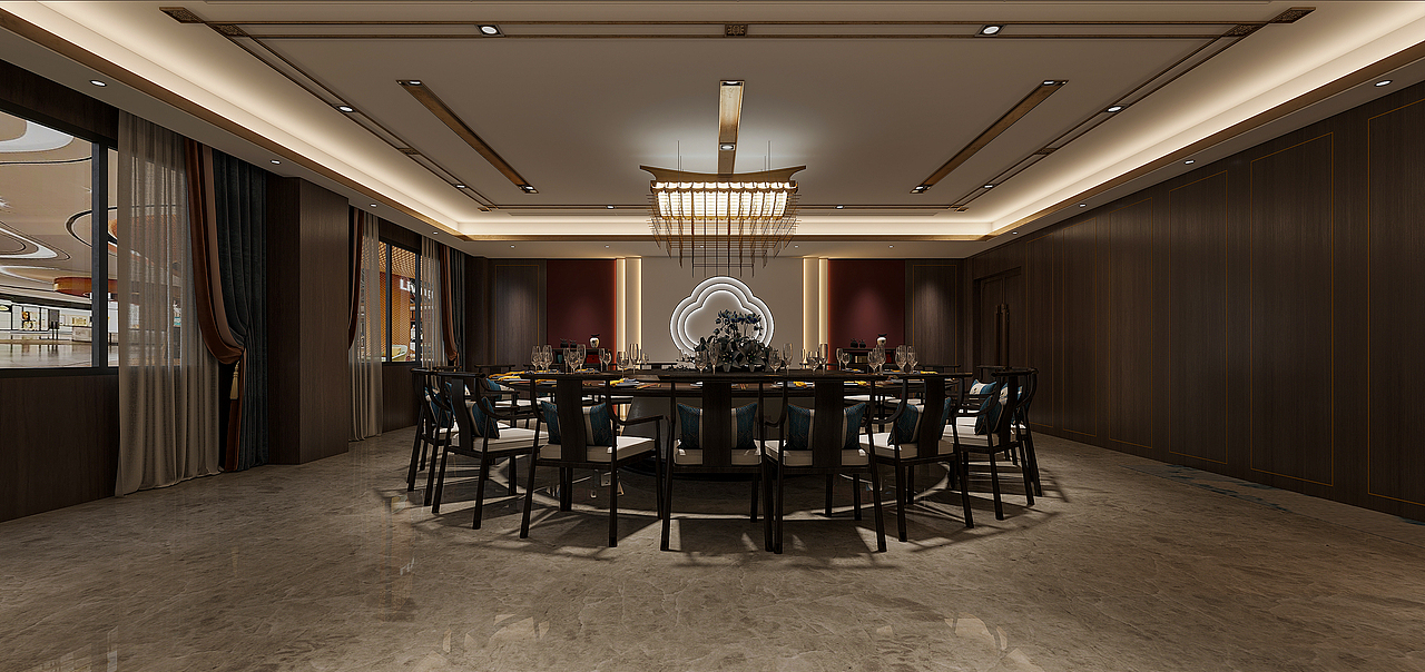 新中式餐厅-效果图-合肥锦轩设计（图ZMzQ3NDA4MDY0） - 酒店餐饮设计 - 站酷设计师合肥锦轩设计原创素材 - 站酷ZCOOL
