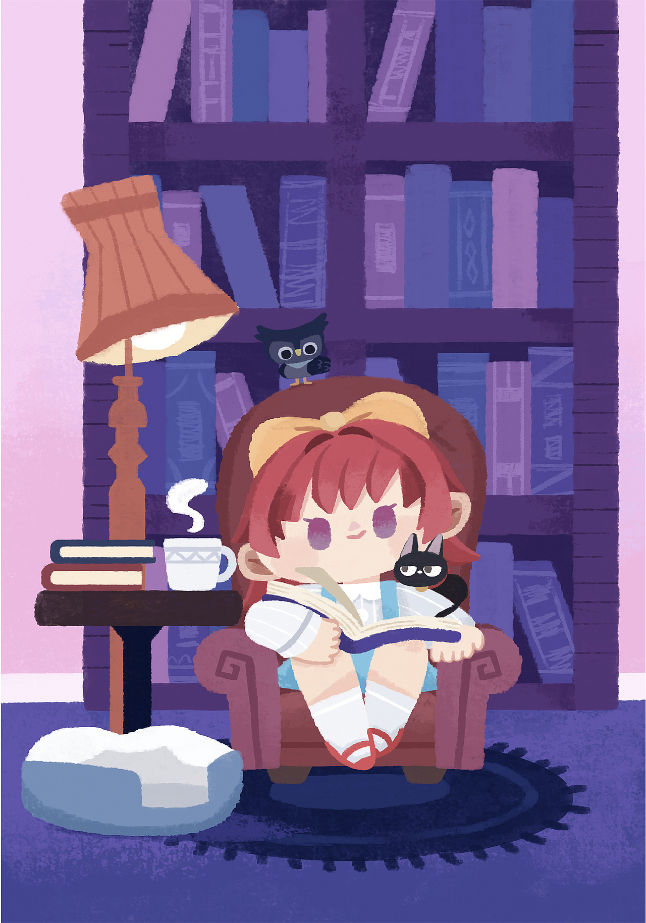 小书虫（安逸日常）（图ZMzQzNjMxNzk2） - 儿童插画 - 站酷设计师柿子插画原创素材 - 站酷ZCOOL