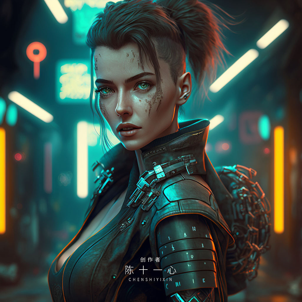 【Midjourney】赛博朋克女孩（图ZMzI4MjAyNjAw） - AI作品 - 站酷设计师陈十一心SD原创素材 - 站酷ZCOOL