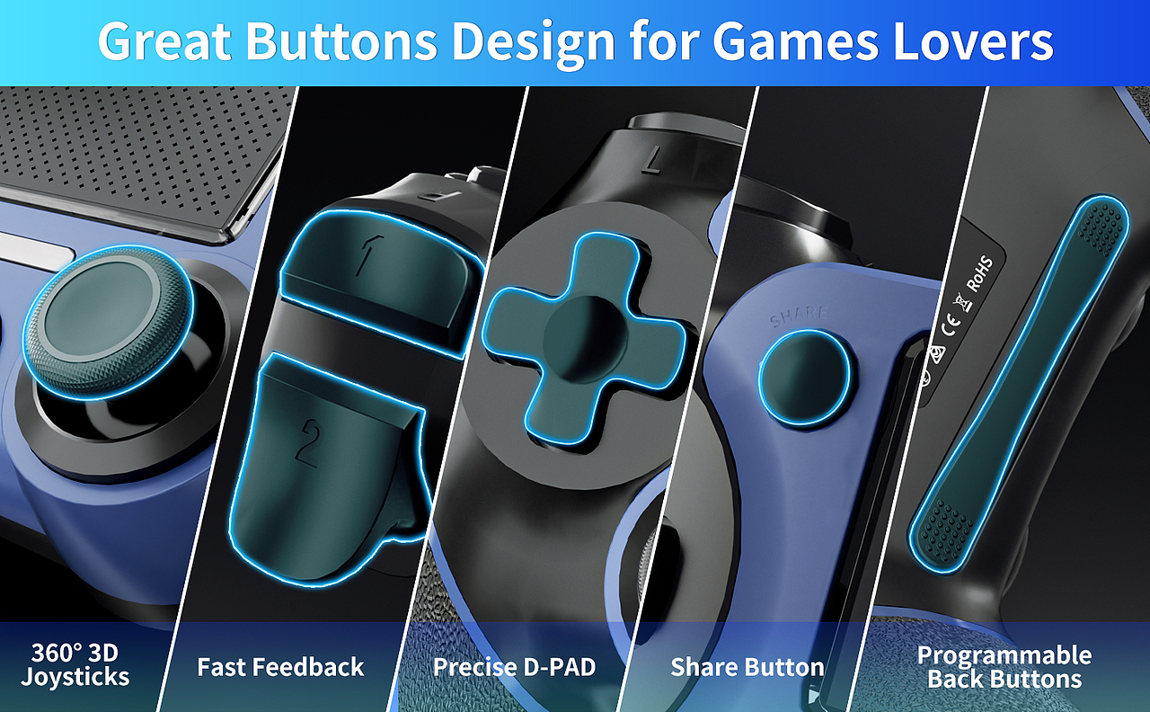 无线游戏手柄建模渲染亚马逊主图A+详情页设计