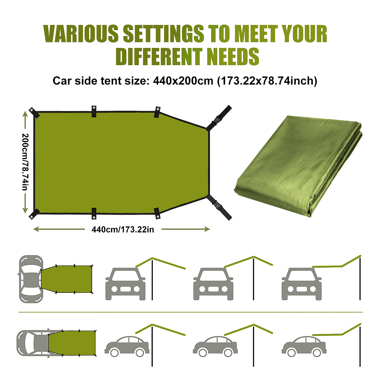 2023年亚马逊项目——车顶棚绿色遮光罩亚马逊主图