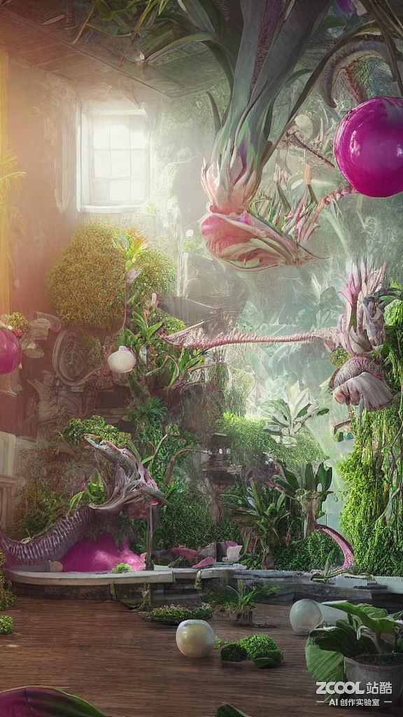 #AI创作实验室#【菠萝X火龙果】植物水晶楼房