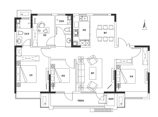 济宁凯旋门143平装修效果图