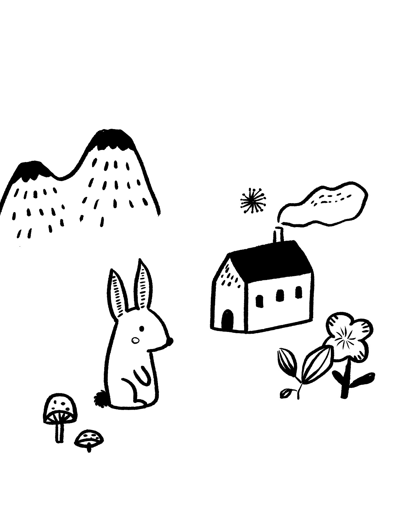 黑白手账素材-惬意森林-简笔画植物动物（图ZMzUxNTgyMTky） - 创作习作 - 站酷设计师绿瓷叮叮原创素材 - 站酷ZCOOL