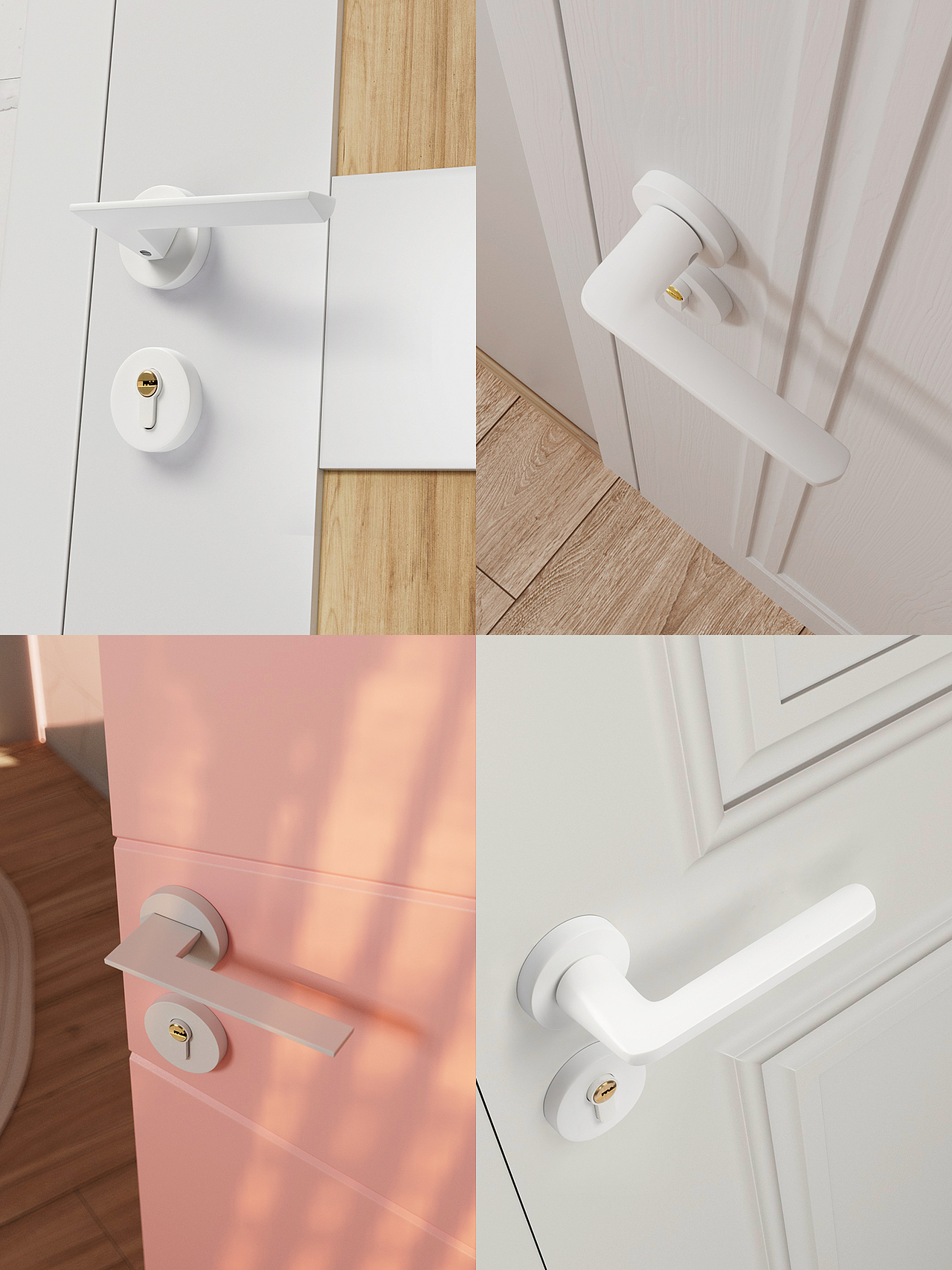 室内静音门锁实拍混C4D建模详情页效果图