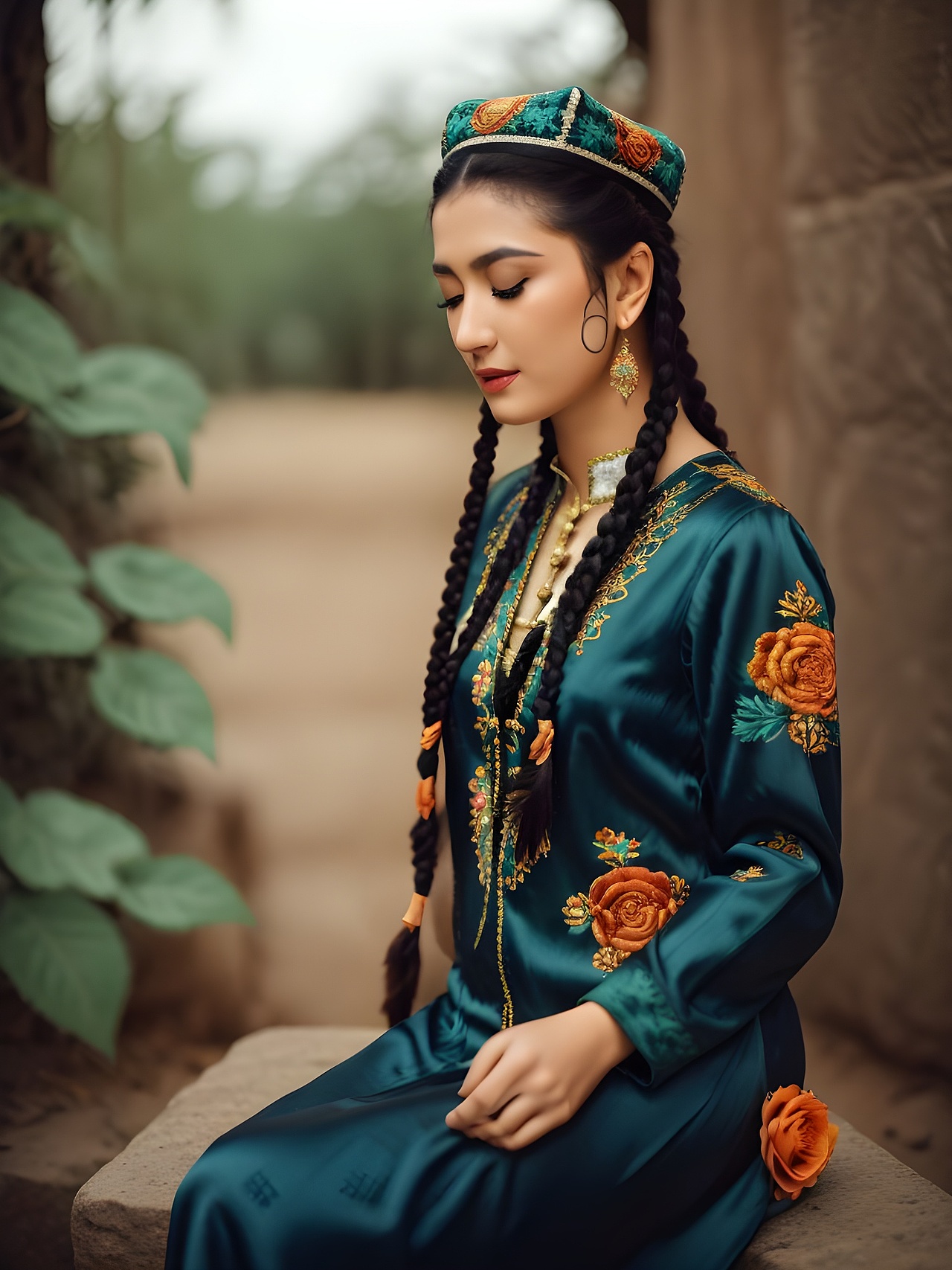 新疆姑娘AI绘画作品