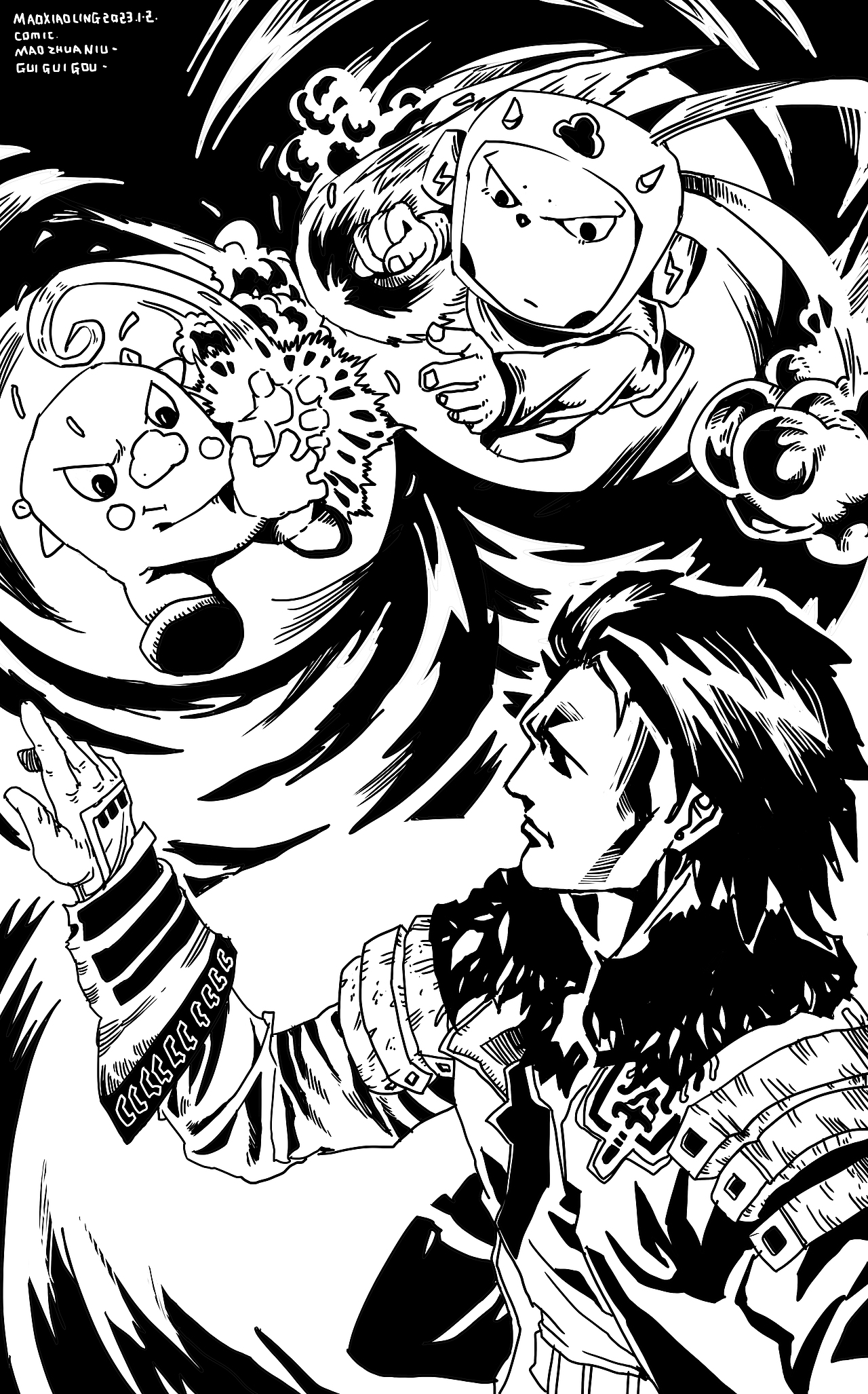 黑白稿（图ZMzI3ODM4OTA0） - 单幅漫画 - 站酷设计师猫小灵原创素材 - 站酷ZCOOL
