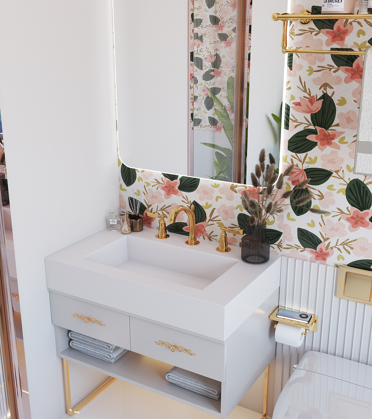 复古卫生间粉色系