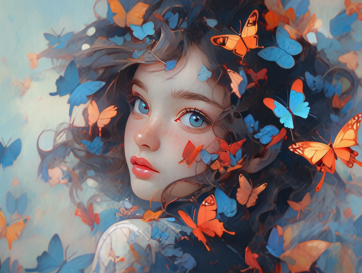 Midjourney 咒语练习|🦋蝴蝶与少女🦋（图ZMzQyOTQ0NTA4） - Logo - 站酷设计师Eimer0312原创素材 - 站酷ZCOOL