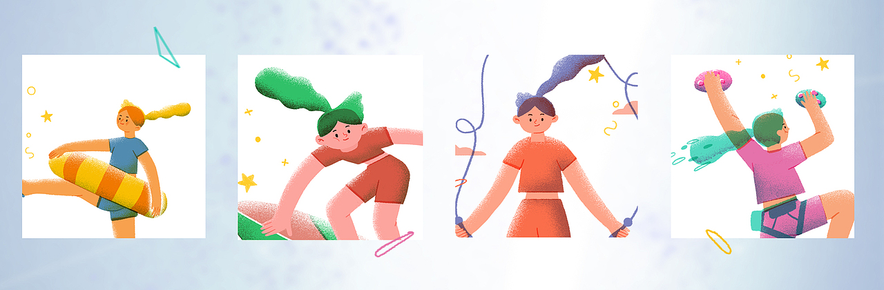 一组运动插画小品练习（图ZMzAxMzQ4MDEy） - 商业插画 - 站酷设计师橄榄_Garlen原创素材 - 站酷ZCOOL