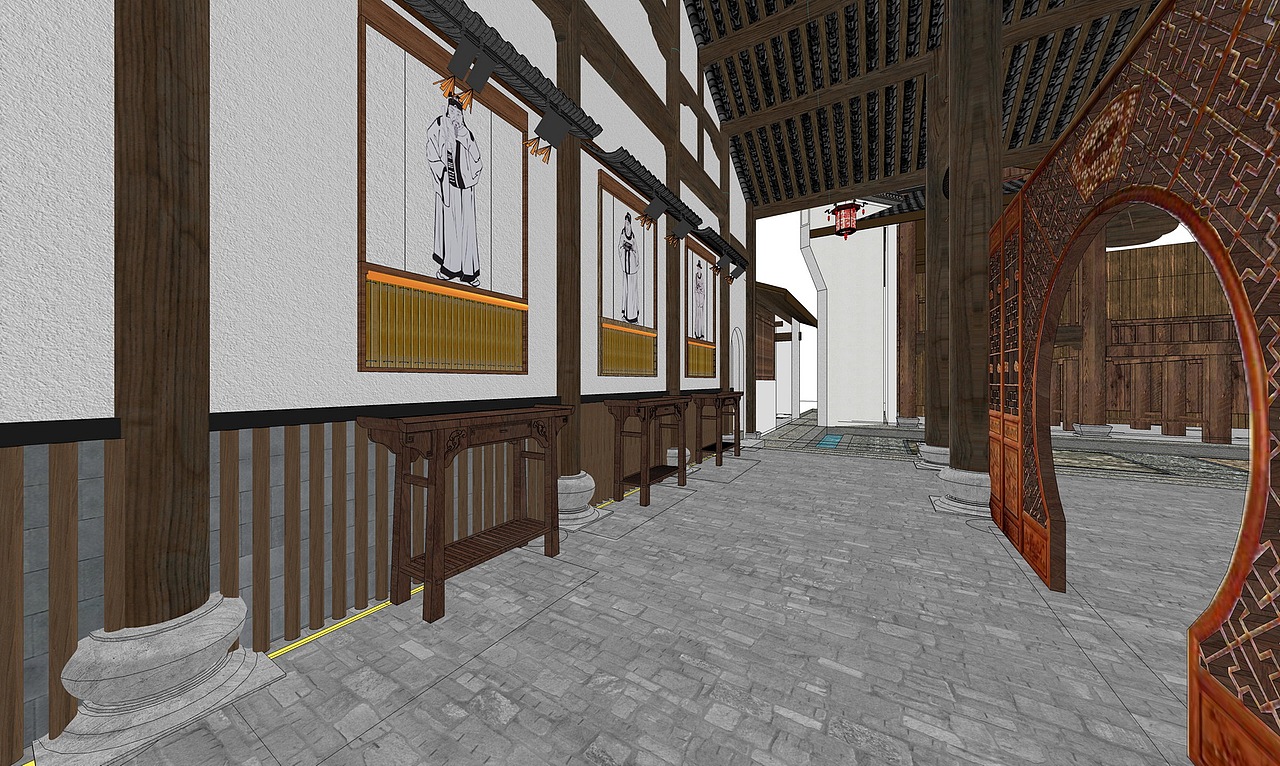 举人祠祠堂SU模型下载