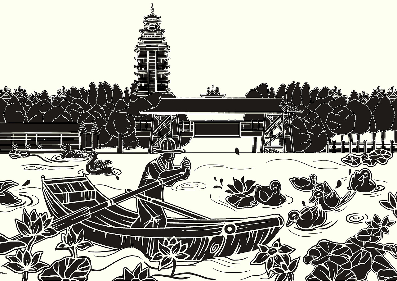 桥水人鸭风景（图ZMzYyMDA3NTYw） - 商业插画 - 站酷设计师ivi吾乃原创素材 - 站酷ZCOOL