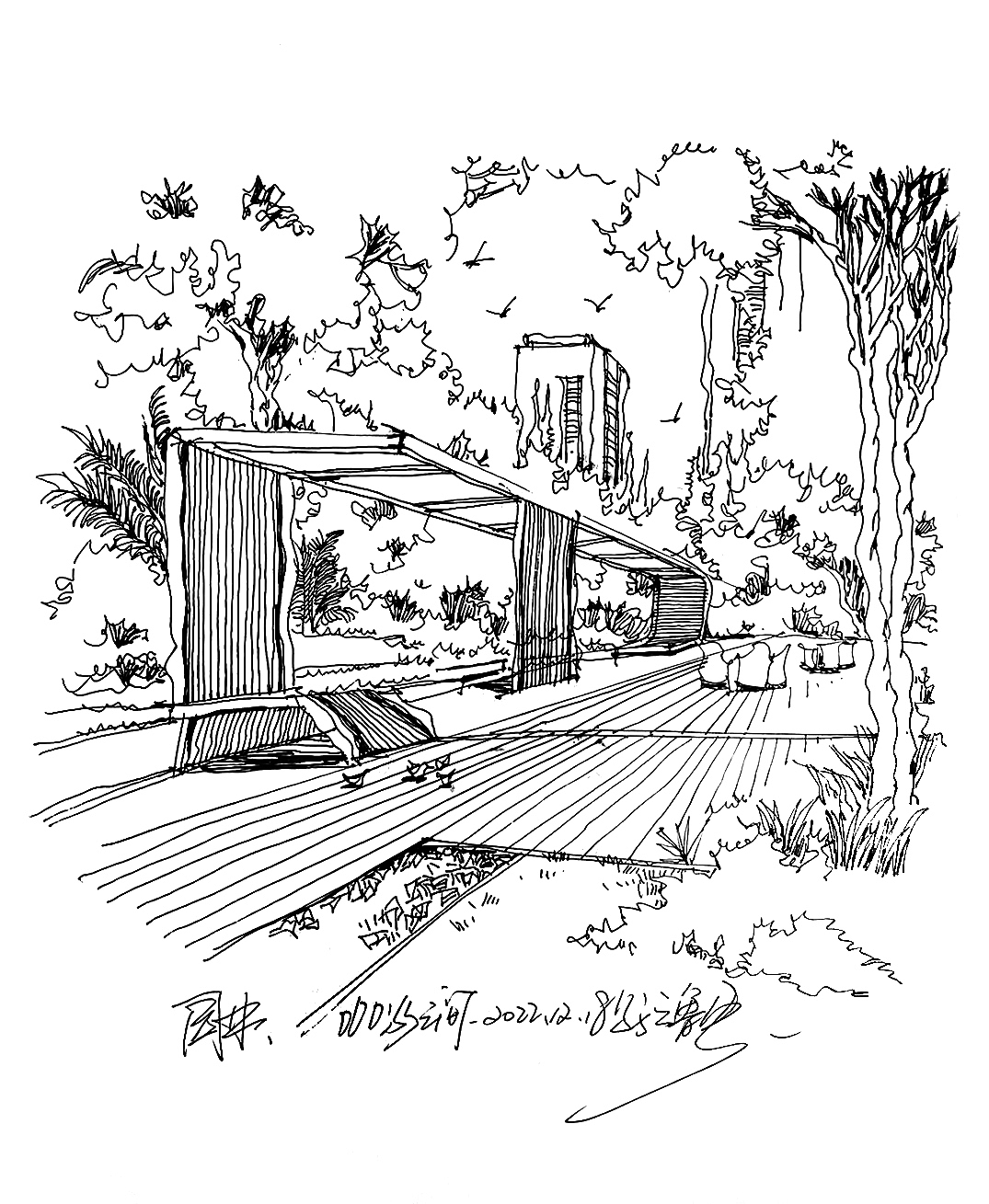 园林手绘,关于园林速写。