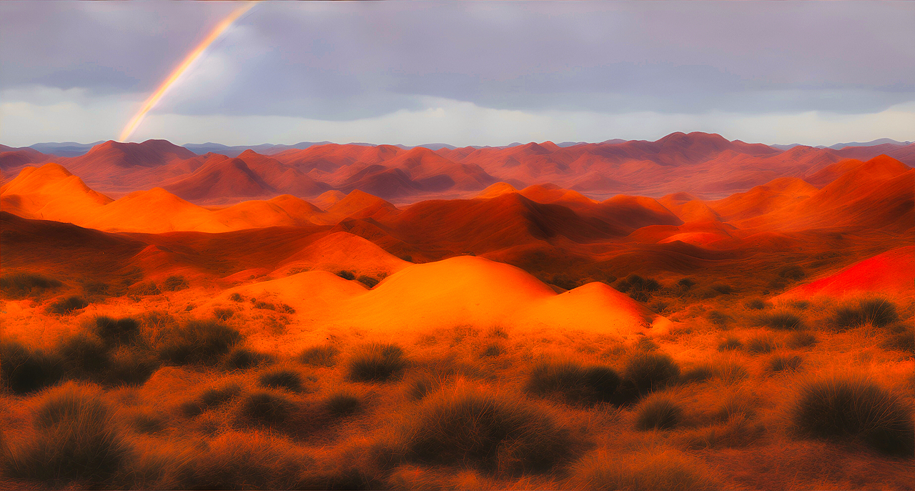 夕阳下美丽的戈壁沙漠