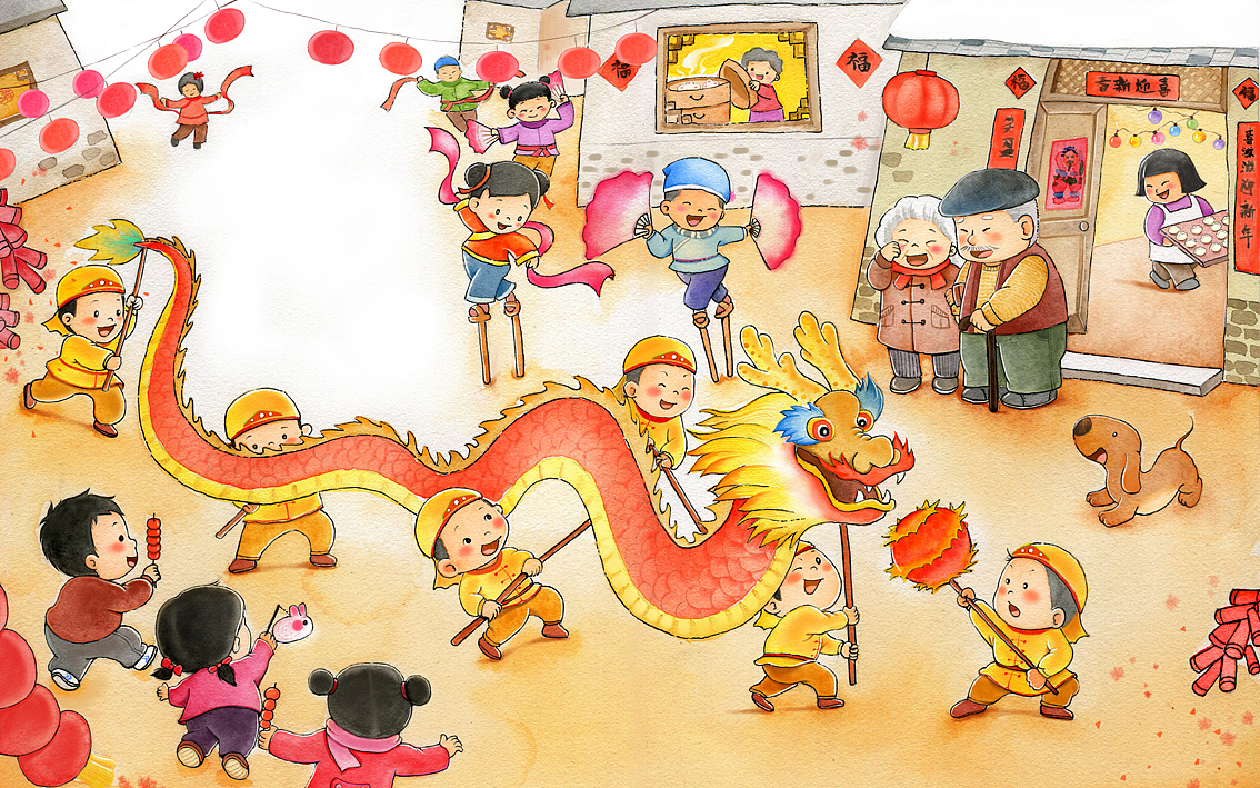 幾張關(guān)于過年的圖（圖ZMzI3OTE4Mjg4） - 兒童插畫 - 站酷設(shè)計師方心立原創(chuàng)素材 - 站酷ZCOOL