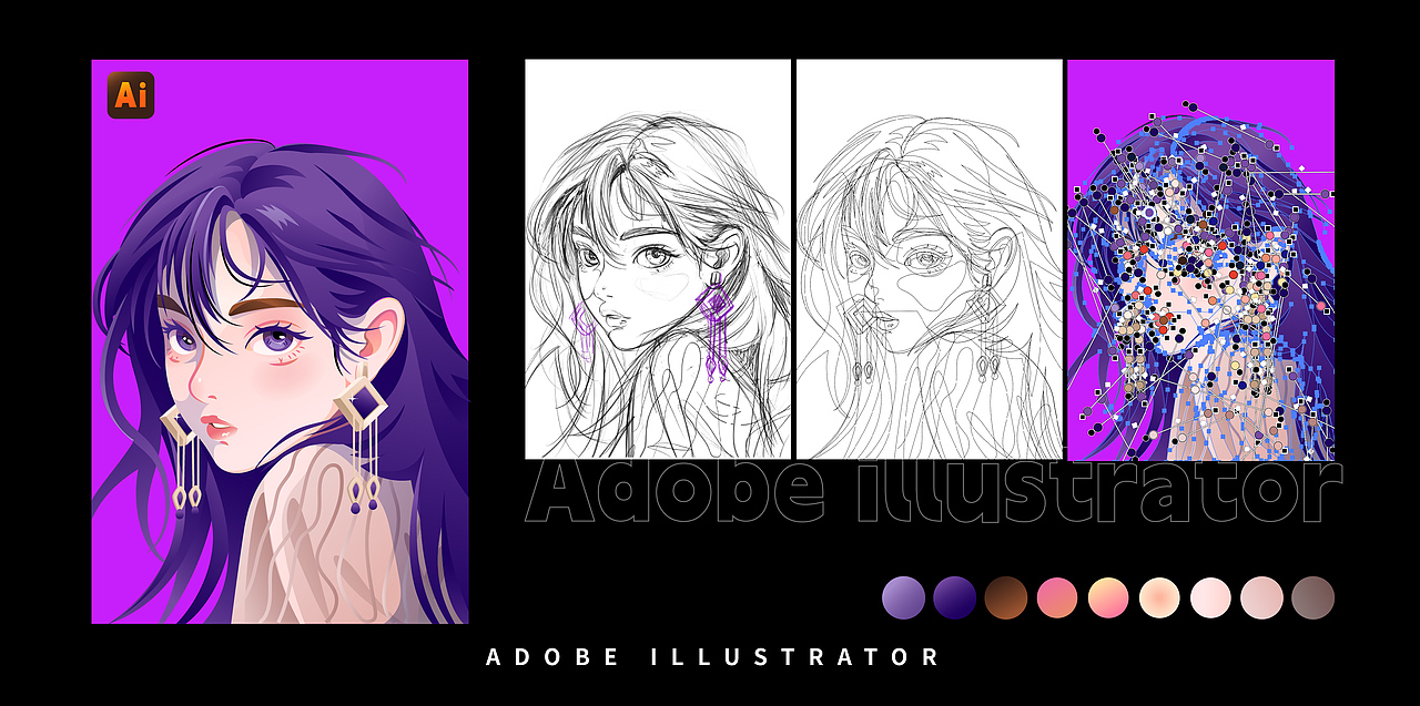 【矢量插画】Adobe illustrator 人像系列