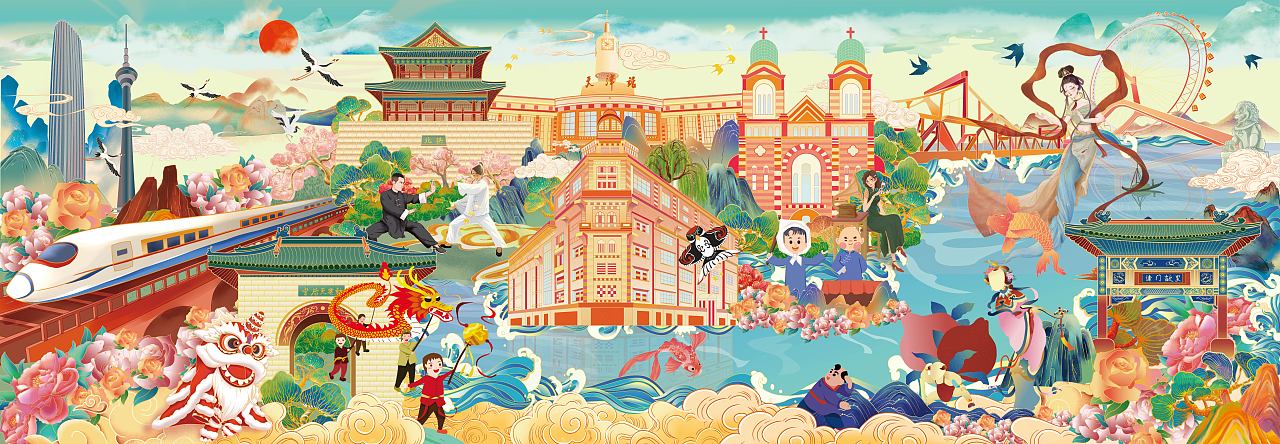 天津民俗插画——《津门一梦》