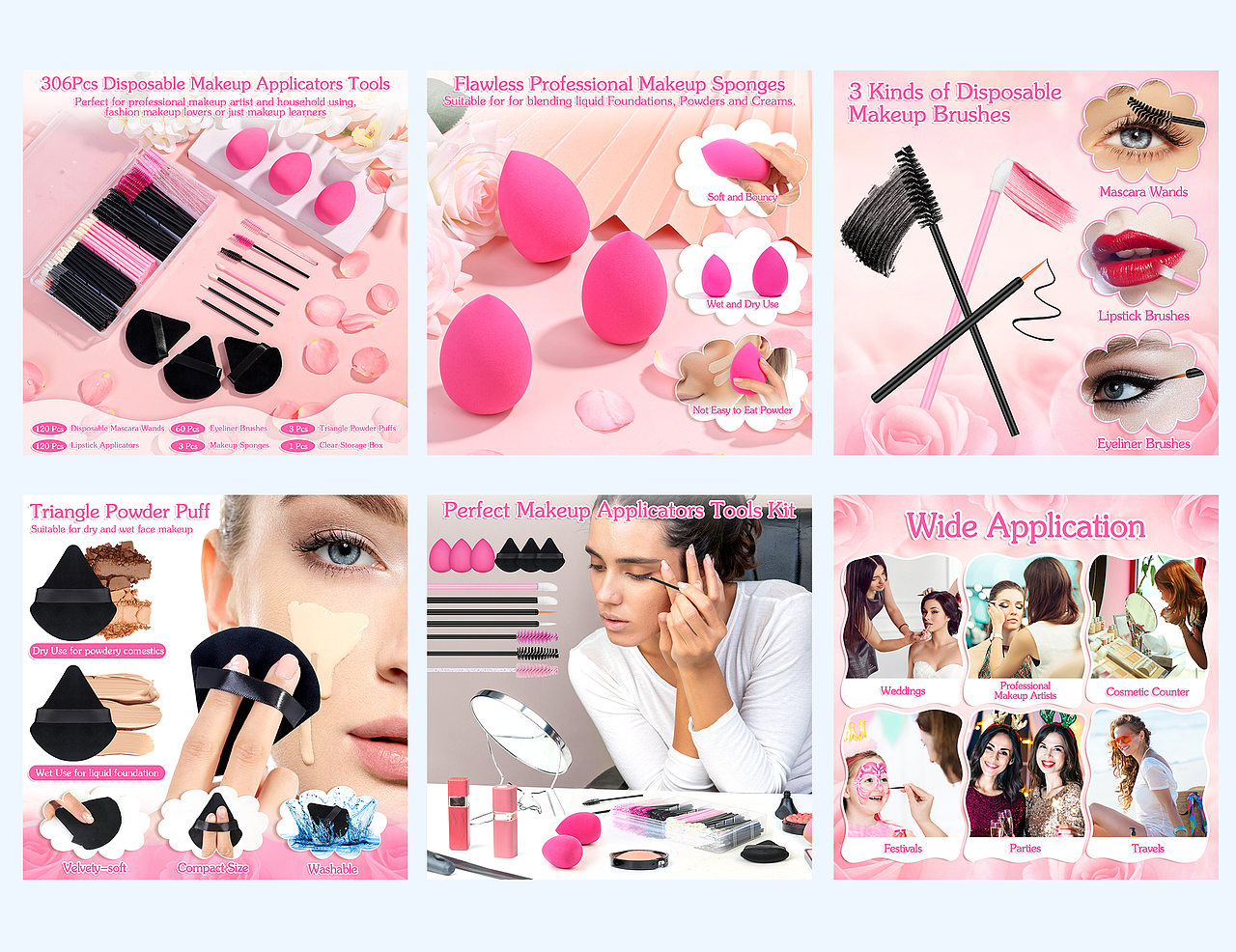 亚马逊主图设计-美妆产品合集-嫁接睫毛-美妆蛋粉扑