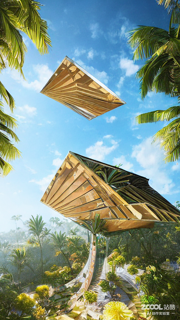 #AI创作实验室#【菠萝X火龙果】植物水晶楼房