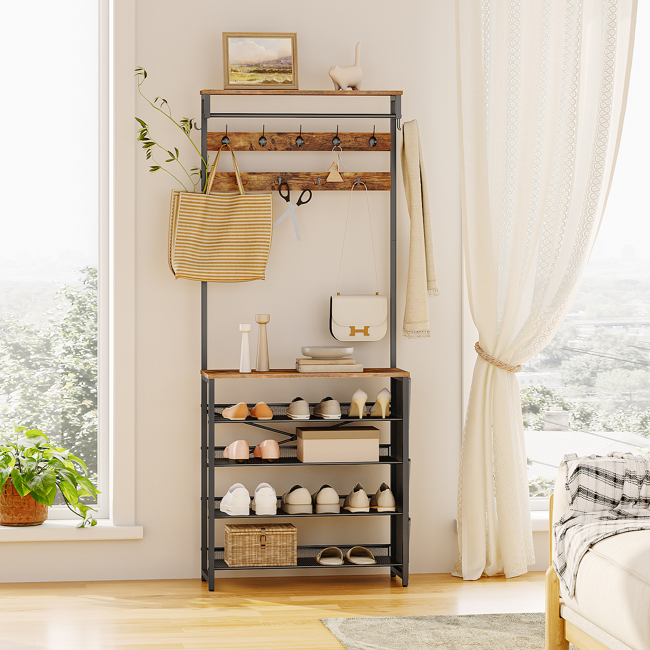 铁木大件门厅架 拍摄+精修+排版+渲染