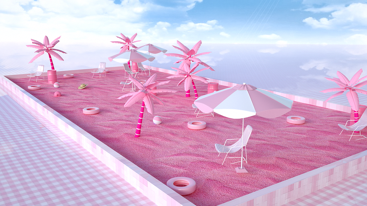 粉红沙滩美陈DP点（图ZMzEzMTg1MzYw） - 建筑/空间 - 站酷设计师IEDGKE原创素材 - 站酷ZCOOL