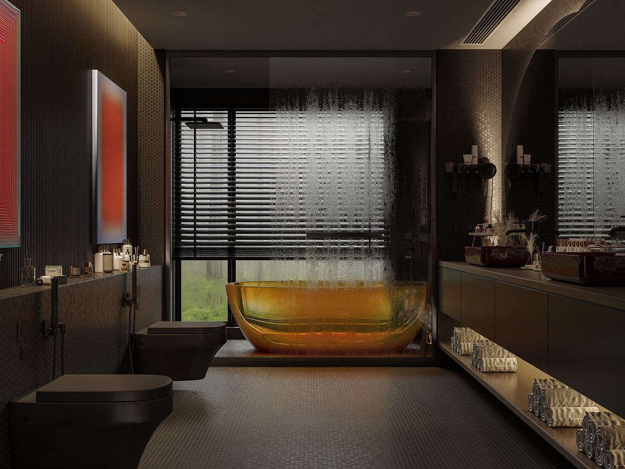 氛围感雨天卧室,想和你爱的人一起进洗手间么。