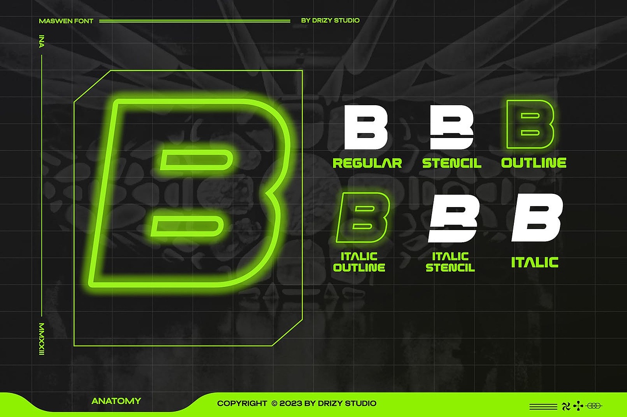 时尚未来科幻机能潮牌电竞游戏海报广告英文字体家族
