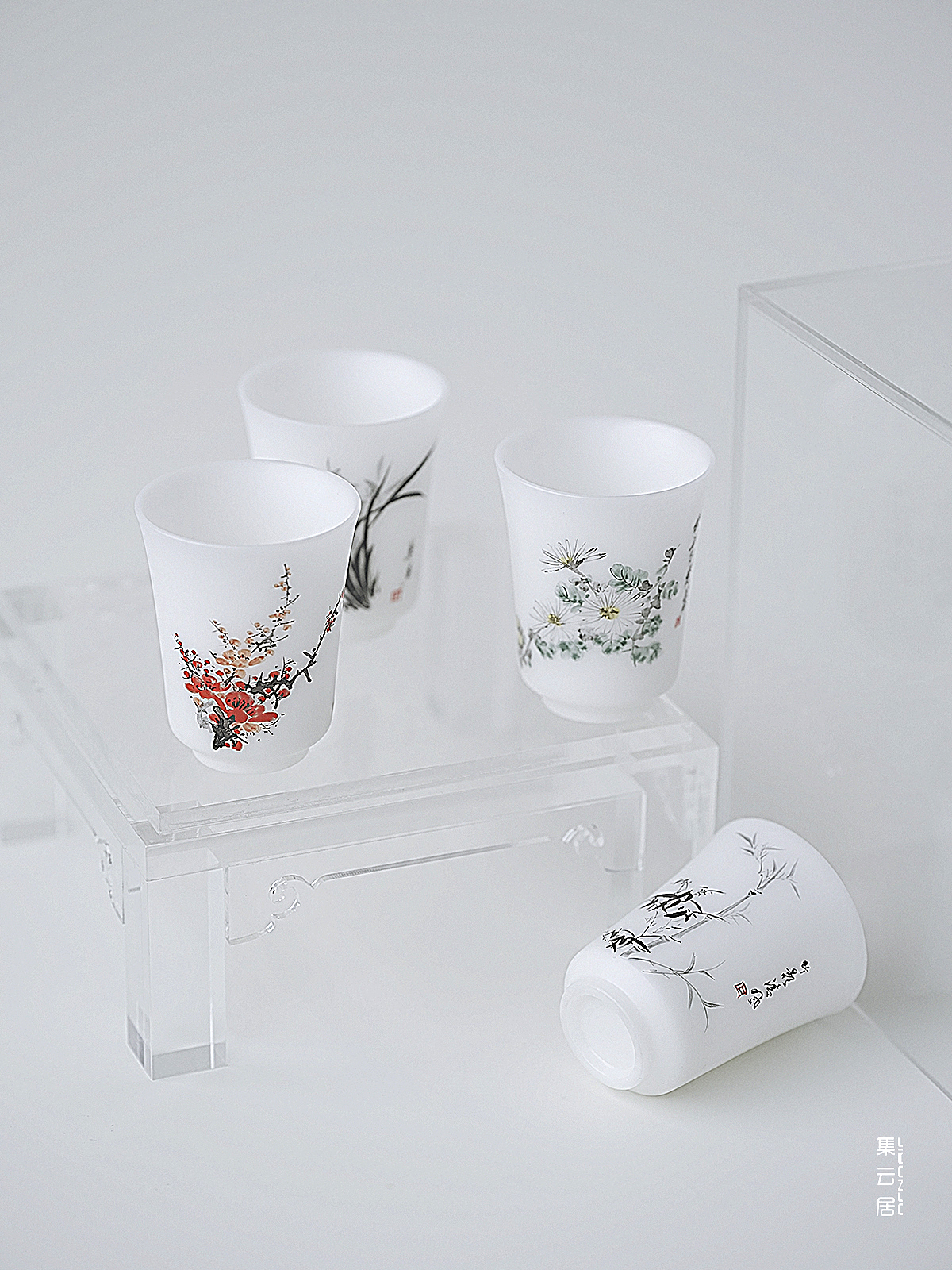 德化白·冰种玉化·纯手绘马蹄杯