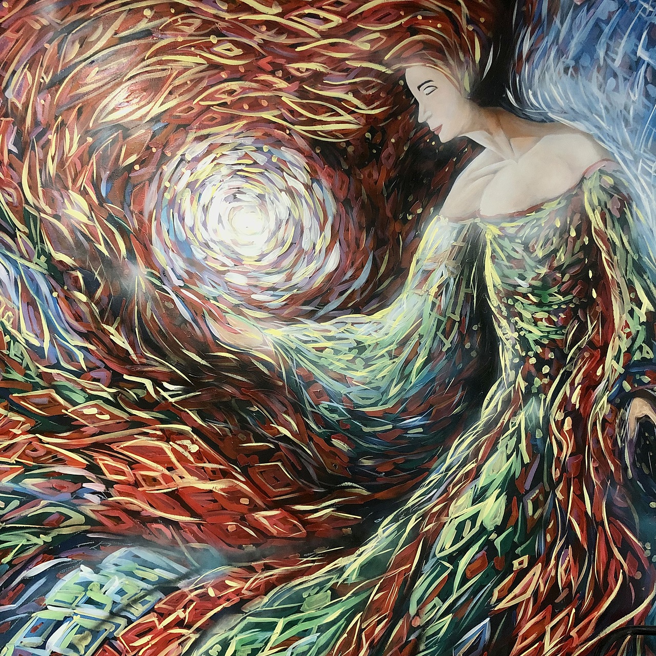 手绘瑜伽馆背景墙绘