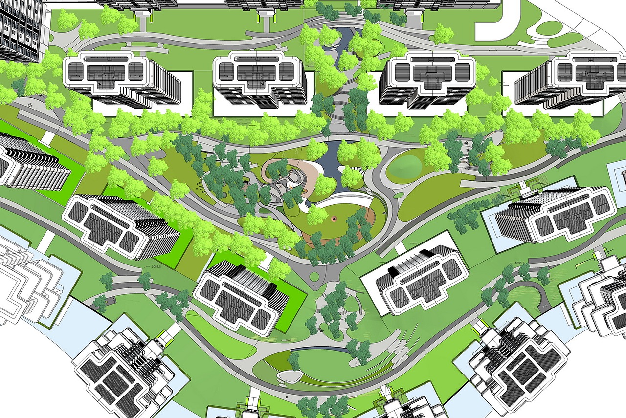 融创溪原森晓大区景观SU模型下载