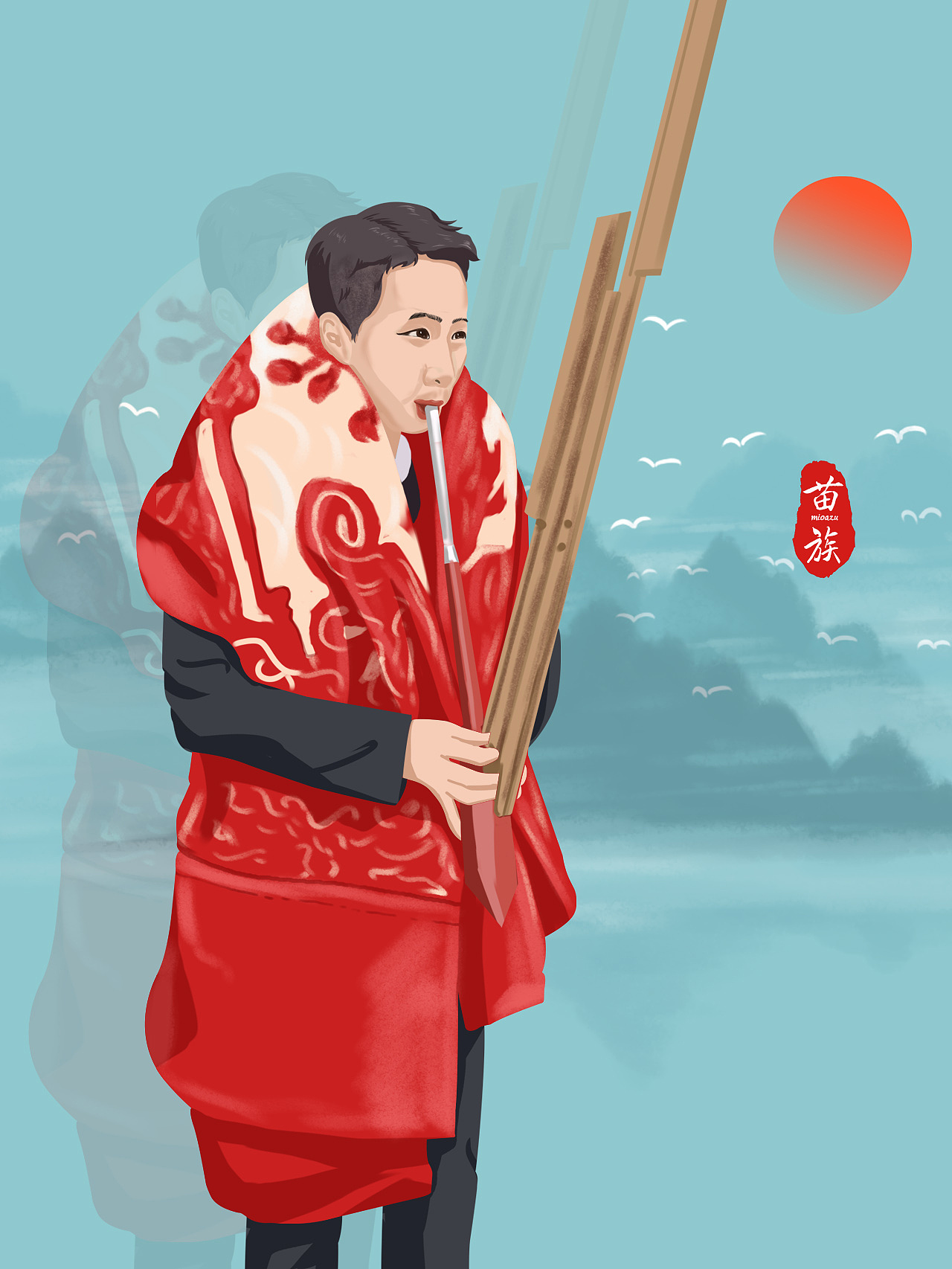 苗族阿妹阿哥人物插画（图ZMzIxMTE3OTc2） - 创作习作 - 站酷设计师逆袭的飞鱼原创素材 - 站酷ZCOOL