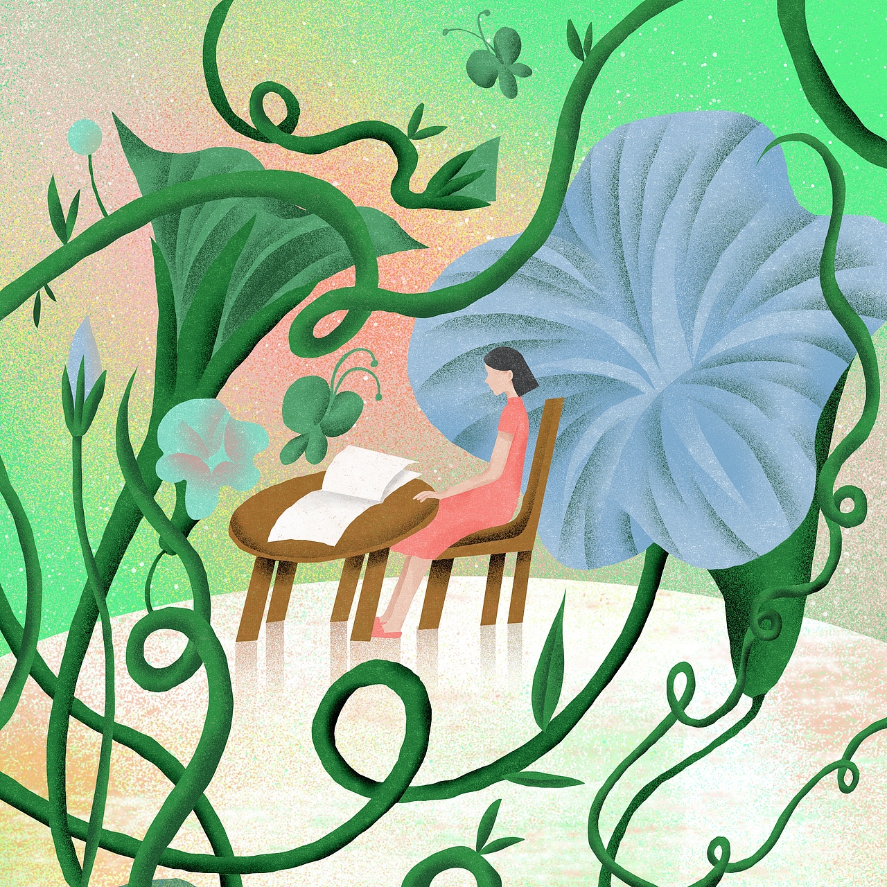 给是光诗歌感恩节绘制的系列插画