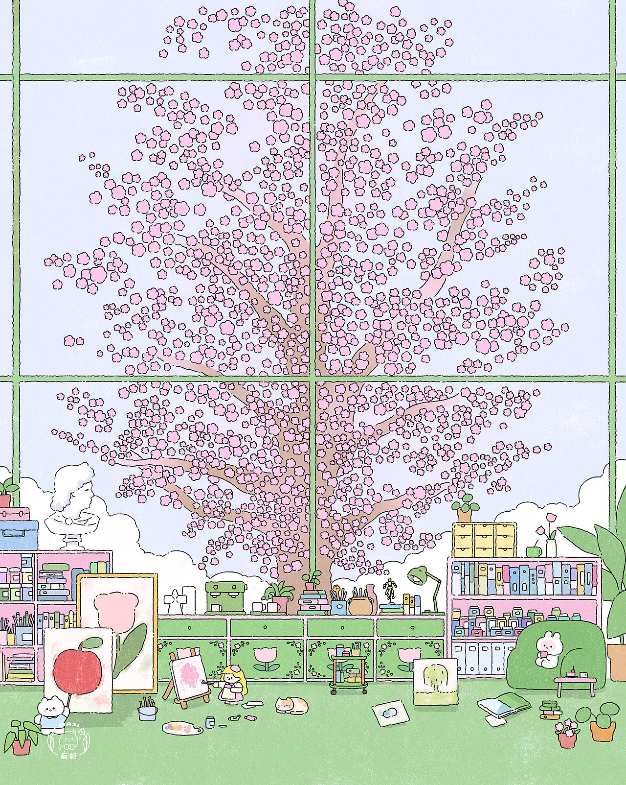 有花小岛的四季（图ZMzU1MzcxOTcy） - 商业插画 - 站酷设计师MAZI麻籽原创素材 - 站酷ZCOOL