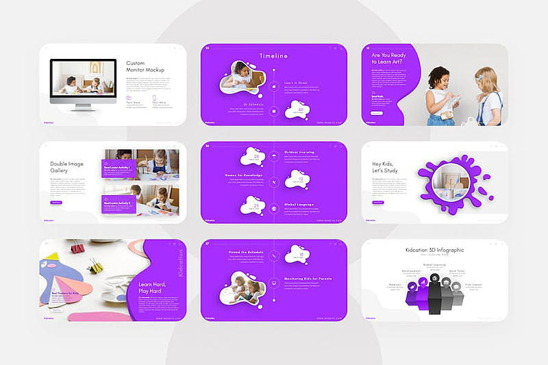 33页创意精美儿童教育少儿美术绘画培训主题PPT模板