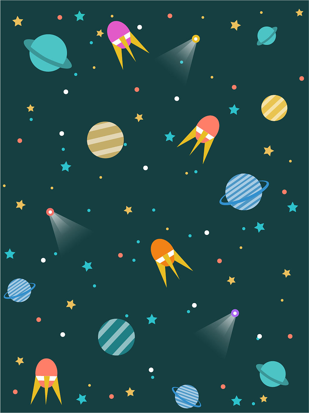 复古墨绿外太空元素卡通背景（图ZMzY4NTg3NTAw） - 儿童插画 - 站酷设计师LY燕原创素材 - 站酷ZCOOL