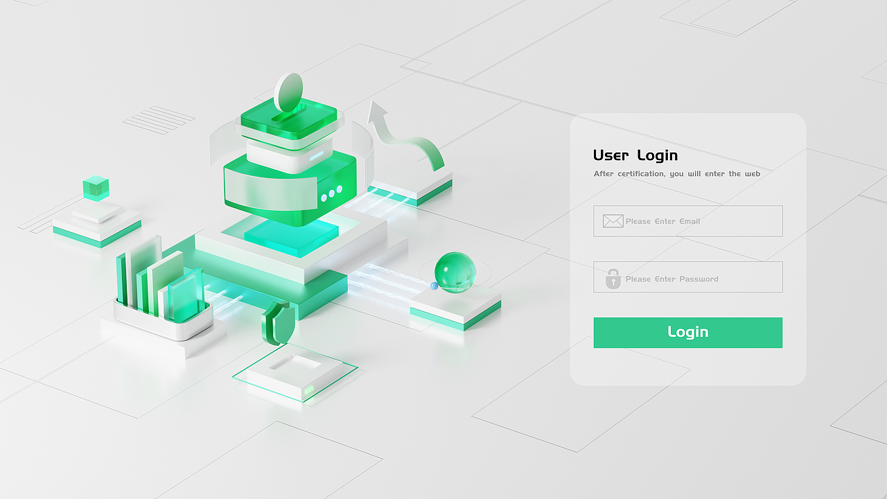 Blender微软毛玻璃材质渲染科技风B端banner案例合集