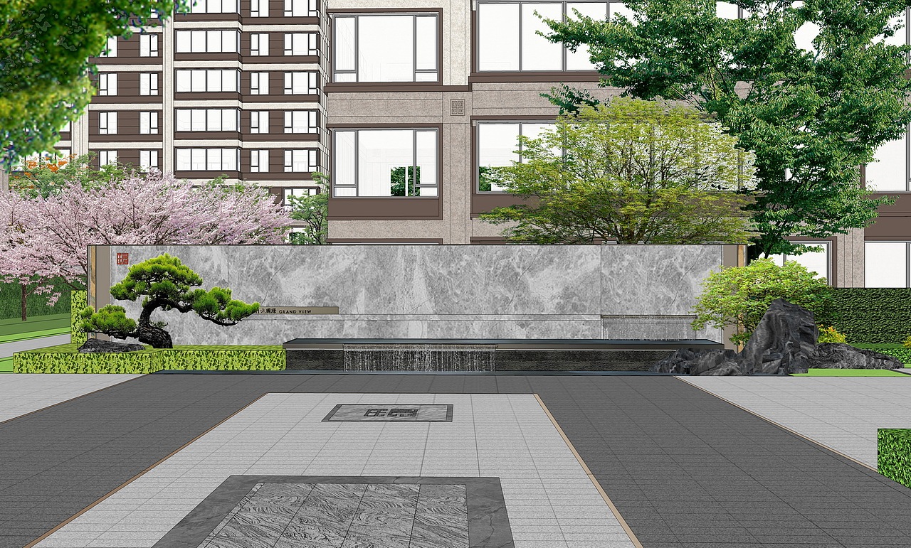 保利国璟院大区景观SU模型下载