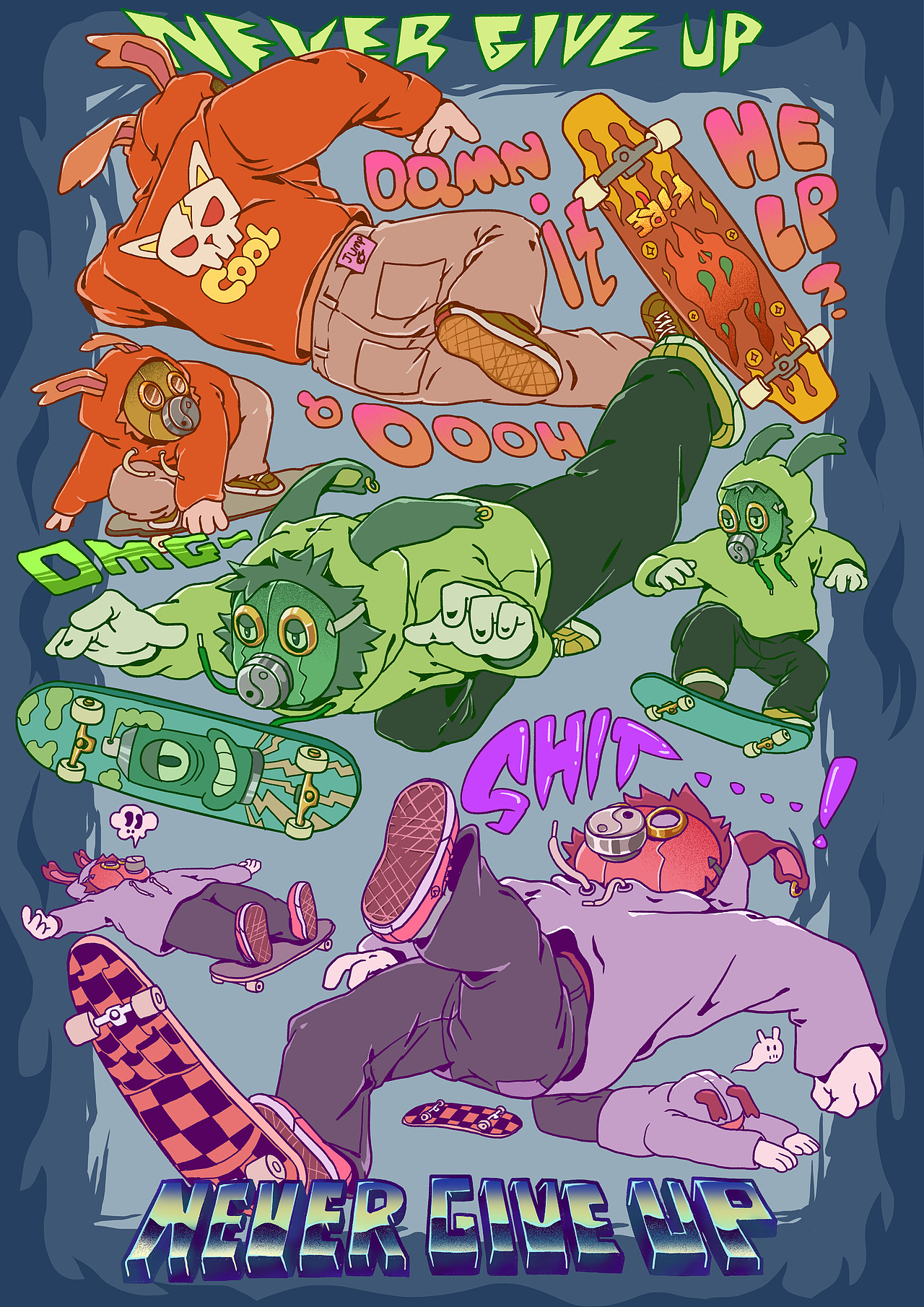 滑板日誌(图ZMzQwNTMzNDI0) - 新锐潮流插画 - 站酷设计师無了了三爷原创素材 - 站酷ZCOOL