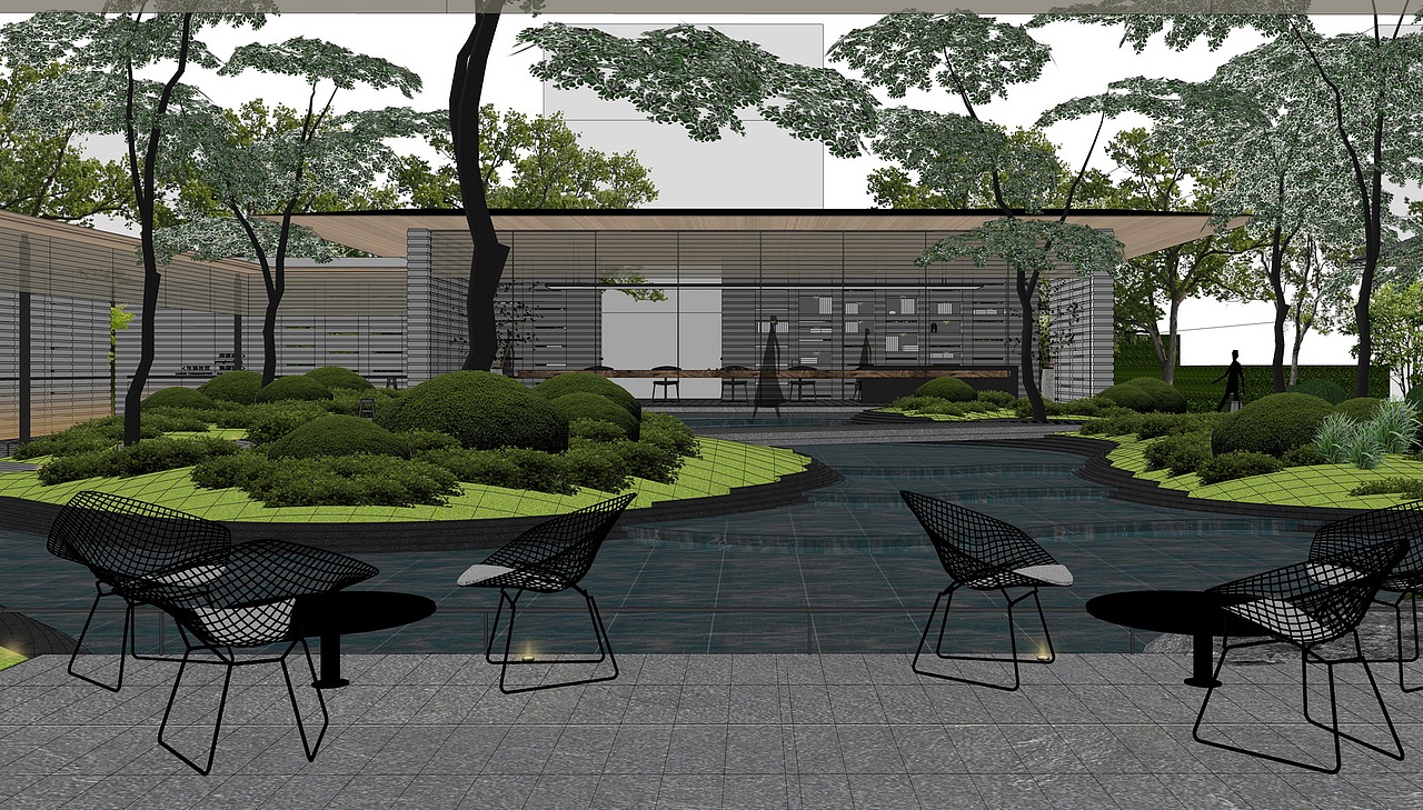 现代示范区庭院景观SU模型下载（图ZMzM0NTUxNzg0） - 景观设计 - 站酷设计师素模网原创素材 - 站酷ZCOOL