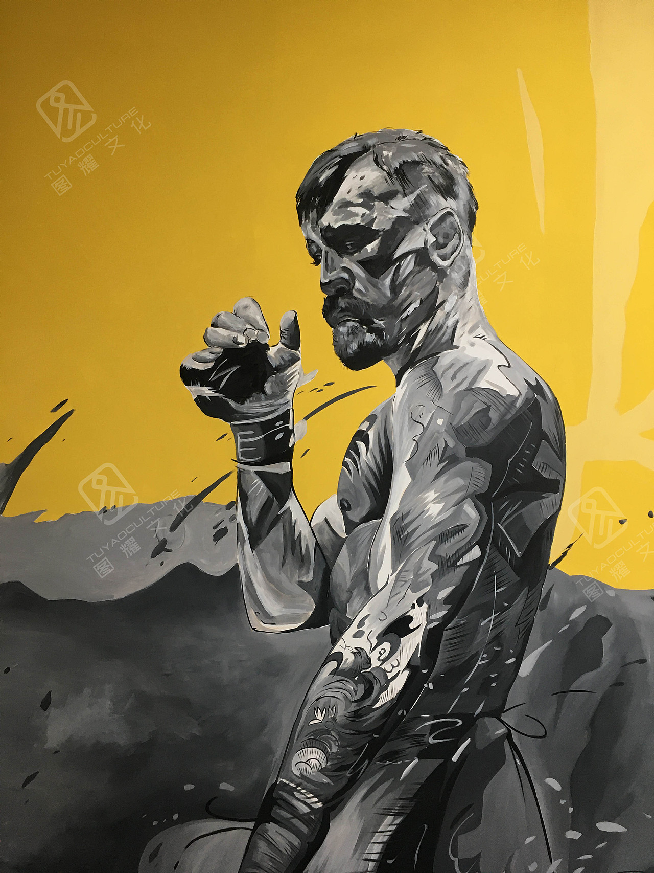 成都墙绘|健身房墙体彩绘|手绘壁画|图耀文化