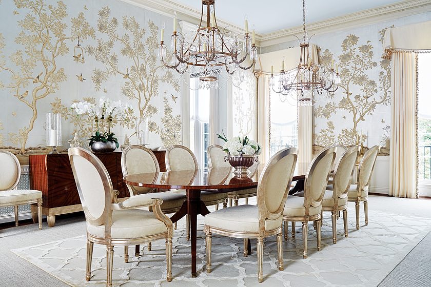 银箔手绘墙纸画纯手工绘制的高端壁画