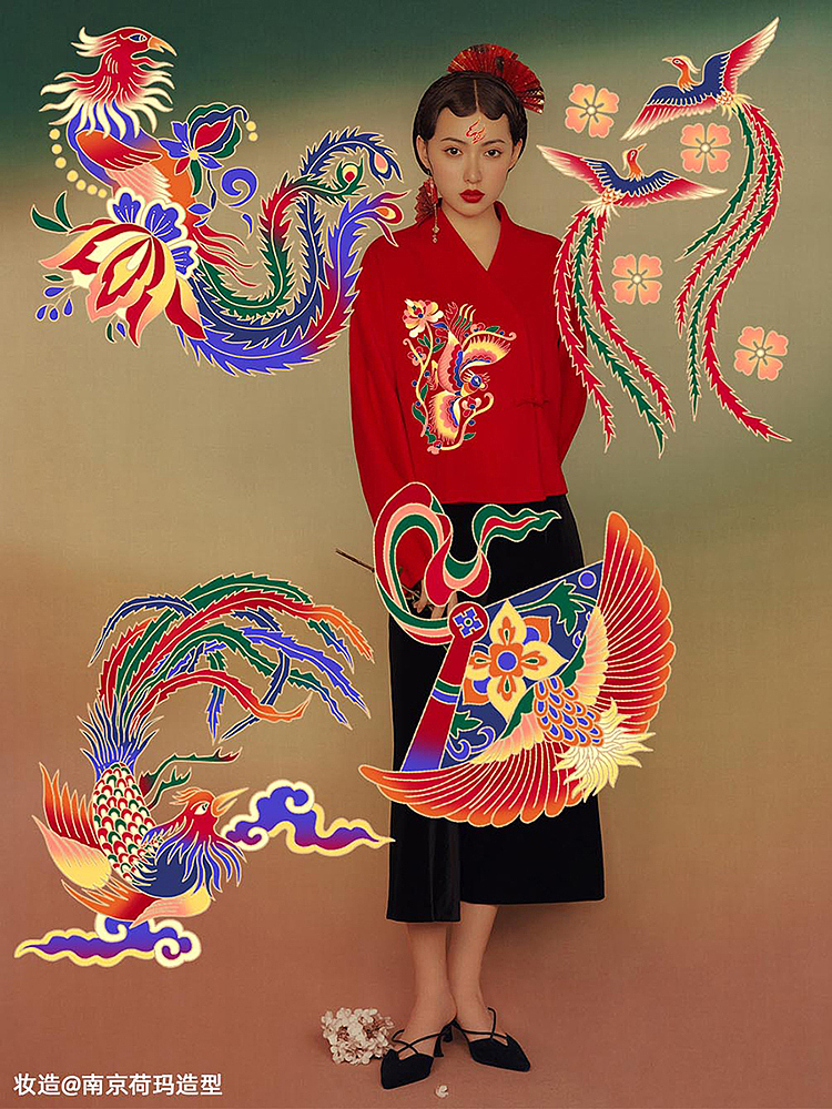 MEITU X FEITUFEI 国潮凤鸟纹 贴纸设计（图ZMzE3NjIwOTY0） - 商业插画 - 站酷设计师FEITUFEI原创素材 - 站酷ZCOOL
