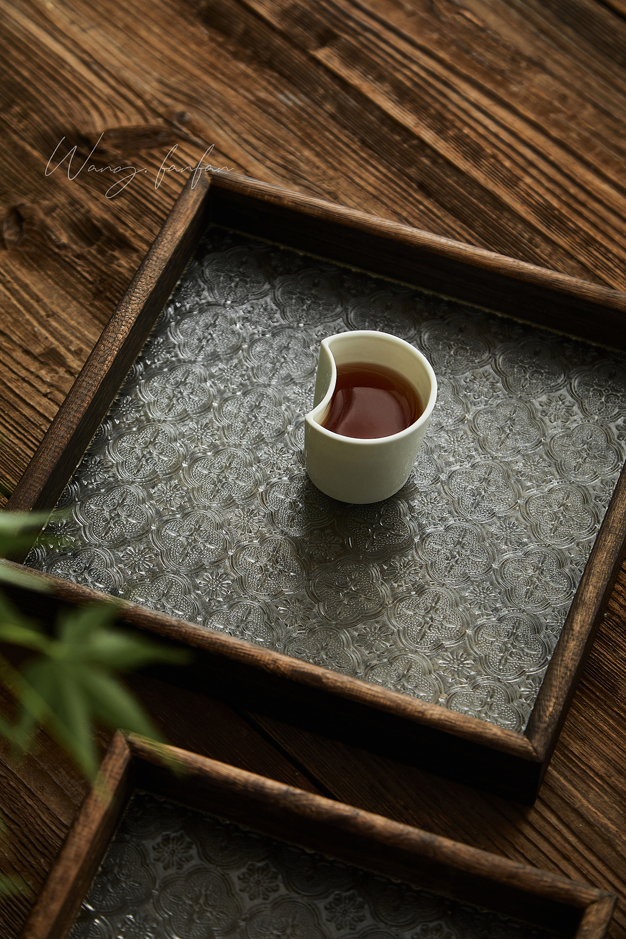 复古海棠花实木托盘 丨茶具